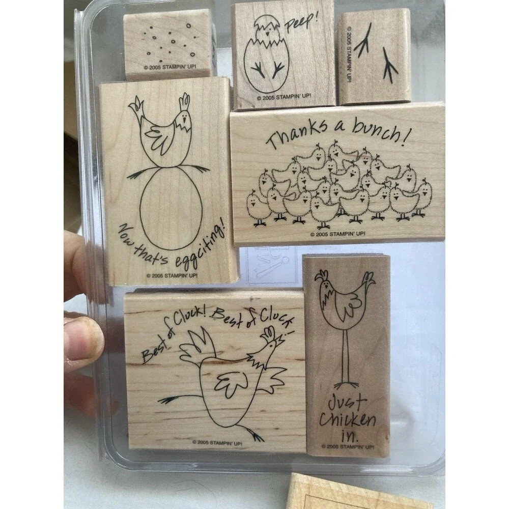 STAMPIN UP & Inkadinkado 18 RUBBER STAMPS New Paris Mona Lisa Chickens Candy